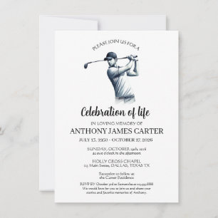 Celebration of Life Golfer Golf Funeral Invitation