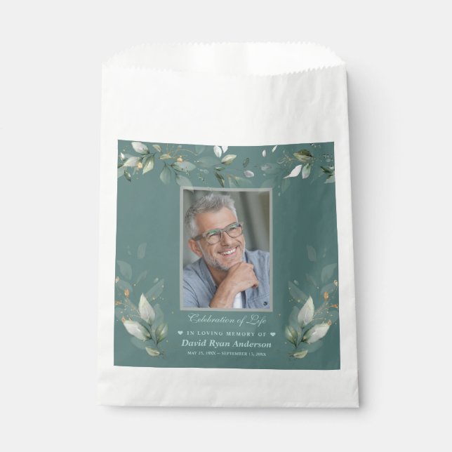 Celebration of Life Greenery Man Photo Memorial    Favour Bags (Front)