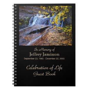 Celebration of Life Guest Book, Autumn Waterfall Spiral Notebook