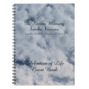 Celebration of Life Guest Book, Clouds Spiral Notebook