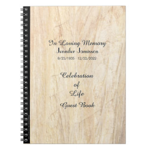 Celebration of Life Guest Book, Faux Parchment Spiral Notebook
