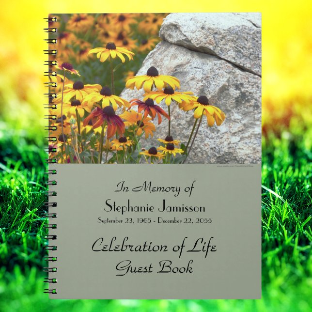 Celebration of Life Guest Book Name Yellow Flowers (Creator Uploaded)