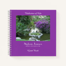 Celebration of Life Guest Book, Purple Flowers
