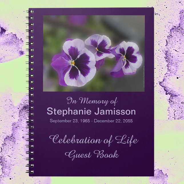 Celebration of Life Guest Book, Purple Flowers Notebook (Creator Uploaded)