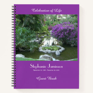 Celebration of Life Guest Book, Purple Flowers Notebook
