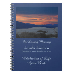 Celebration of Life Guest Book, Sunset at Dunes Spiral Notebook