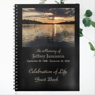 Celebration of Life Guest Book, Sunset Lake Spiral Spiral Notebook