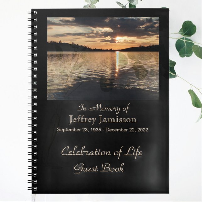 Celebration of Life Guest Book, Sunset Lake Spiral Spiral Notebook (Creator Uploaded)