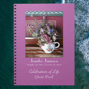 Celebration of Life Guest Book, Vintage Teapot Notebook