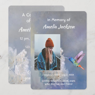 Celebration of Life Hummingbird Flowers Invitation
