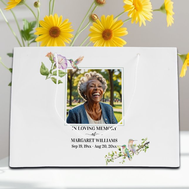 Celebration Of Life Hummingbirds Floral Keepsake Large Gift Bag (Creator Uploaded)