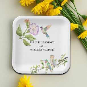 Celebration Of Life Hummingbirds Floral  Paper Plate