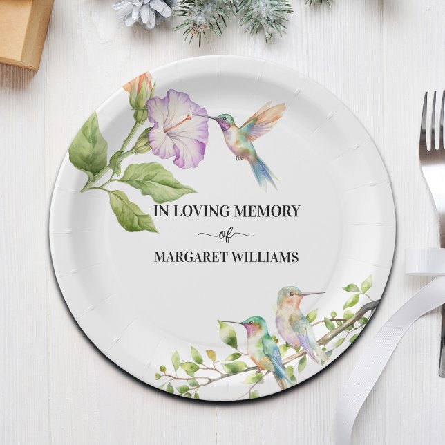 Celebration Of Life Hummingbirds Floral  Paper Plate (Creator Uploaded)