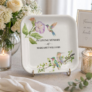 Celebration Of Life Hummingbirds Floral Paper Plate