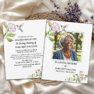 Celebration Of Life Hummingbirds Floral Photo Invitation
