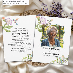 Celebration Of Life Hummingbirds Floral Photo  Invitation