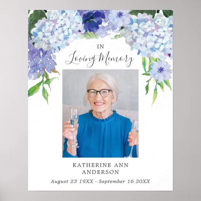 Celebration of Life Hydrangea Funeral Poster (Front)