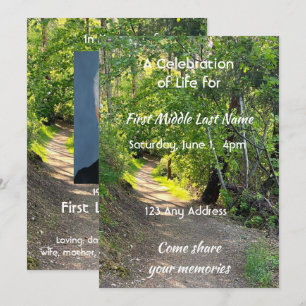 Celebration of Life Invit Path Trail Forest Trees Invitation