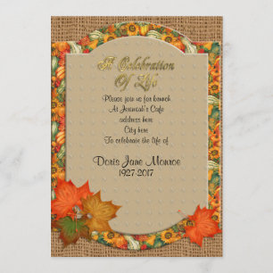 Celebration of life Invitation Autumn theme