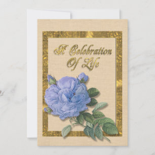 Celebration of life Invitation blue rose