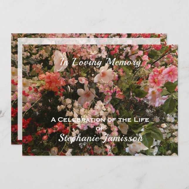 Celebration of Life Invitation Boho Chic Floral (Front/Back)