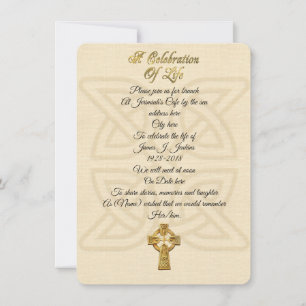 Celebration of life Invitation Celtic knot & cross