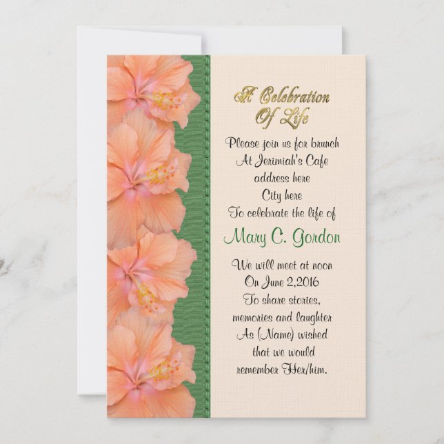 Celebration of life Invitation hibiscus (Front)