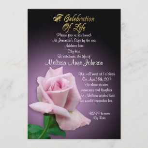 Celebration of life Invitation lavender rose