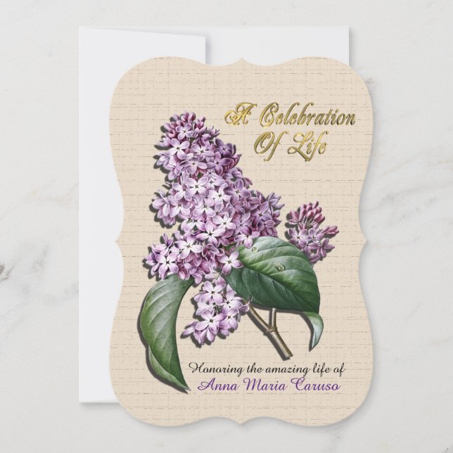 Celebration of life Invitation Lilacs (Front)