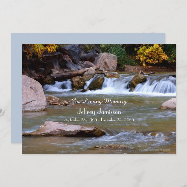 Celebration of Life Invitation Little Waterfall (Front/Back)