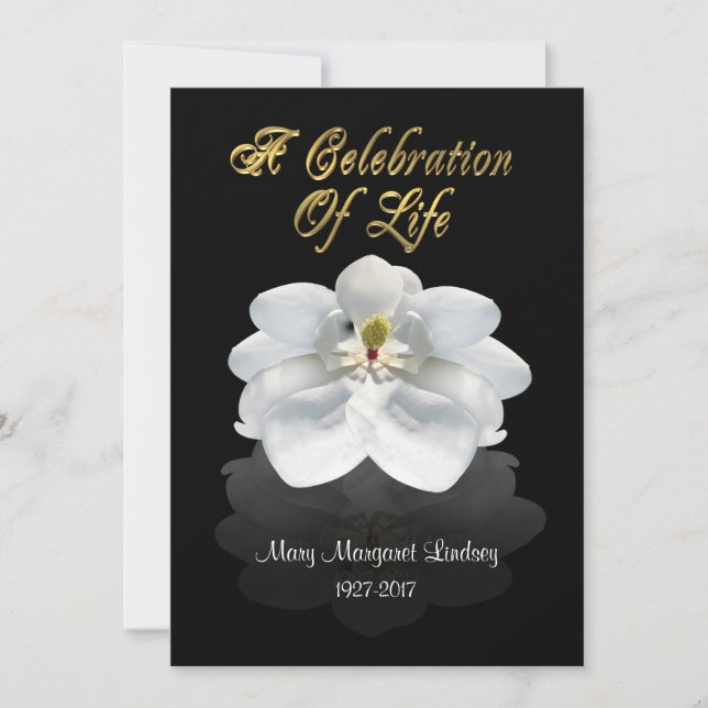 Celebration of life Invitation magnolia (Front)