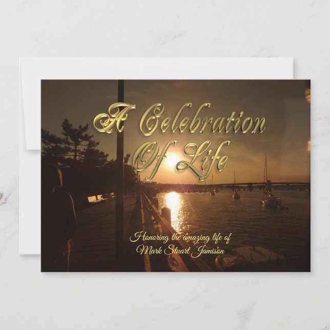 Celebration of life invitation Ocean Sunset (Front)