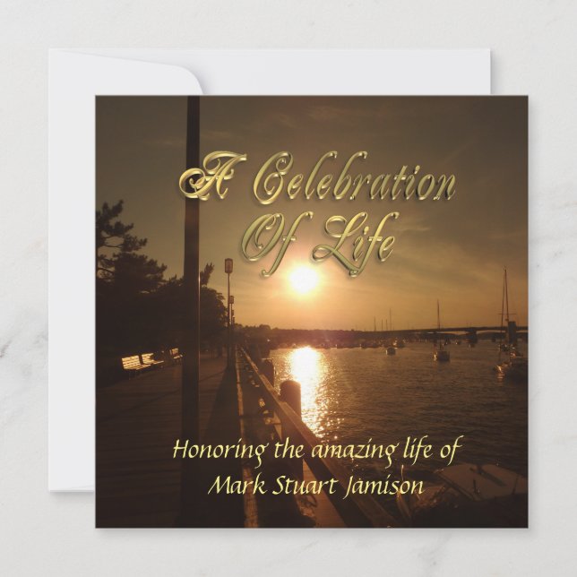 Celebration of life invitation Ocean Sunset (Front)