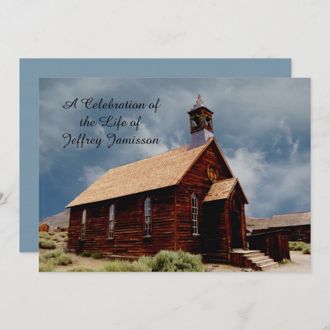 Celebration of Life Invitation Old Historic Church (Front/Back)