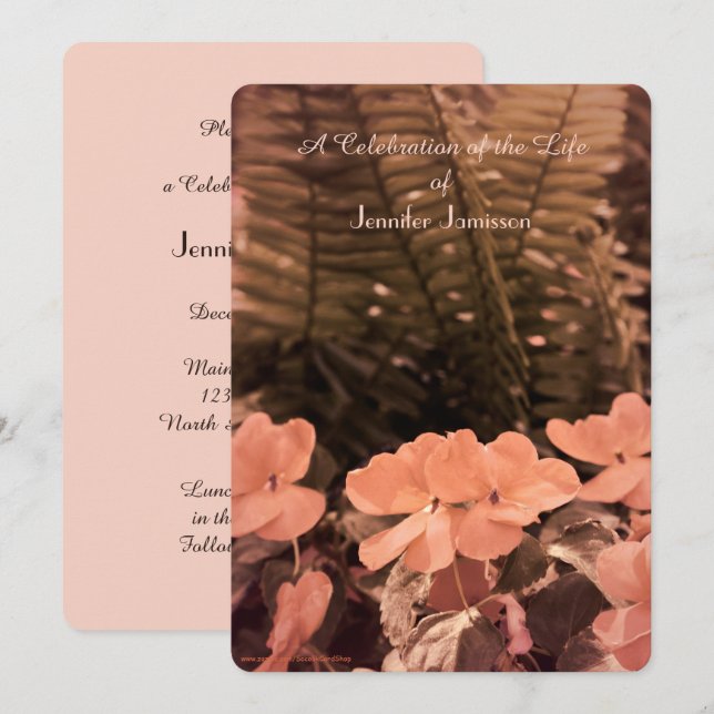 Celebration of Life Invitation, Pastel Flowers Invitation (Front/Back)