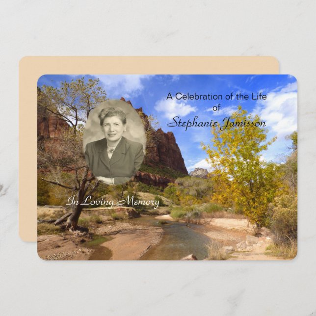 Celebration of Life Invitation, Scenery with Photo Invitation (Front/Back)