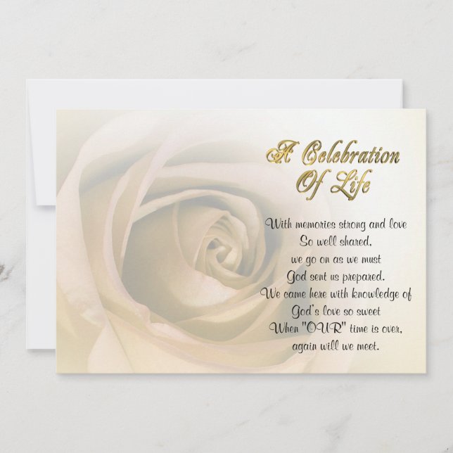 Celebration of life Invitation sepia rose (Front)