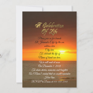 Celebration of life Invitation sunset