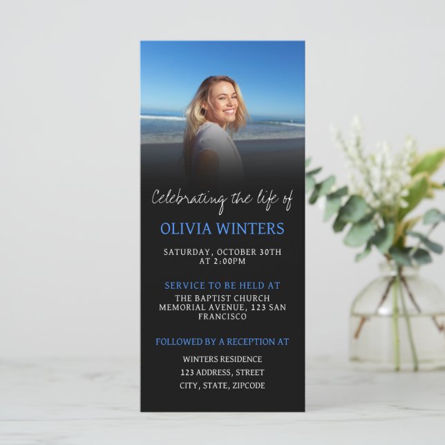 Celebration Of Life Invitation with Photo (Standing Front)