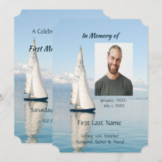 Celebration of Life Invite Sailor Sailboat Sailing
