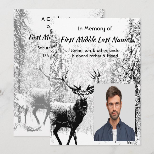 Celebration of Life Invite Stag Deer Wildlife  (Front/Back)