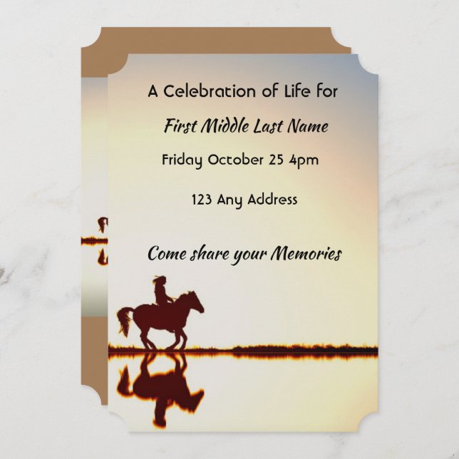 Celebration of Life Invite with Horse Back Riding (Front/Back)