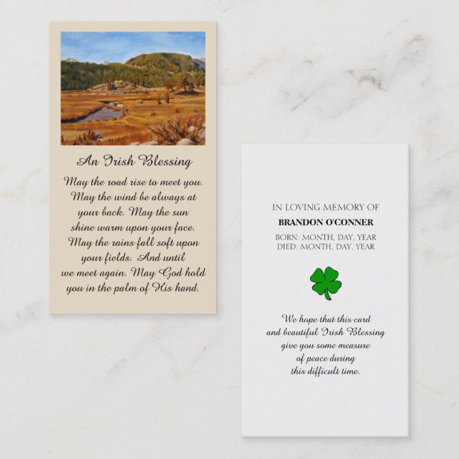 Celebration of Life Irish Blessing Prayer Card (Front/Back)