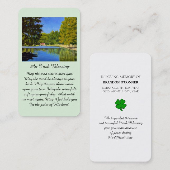 Celebration of Life Irish Blessing Prayer Card (Front/Back)