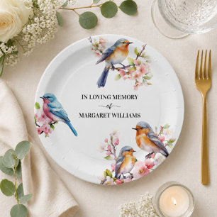 Celebration Of Life Little Birds Floral  Paper Plate
