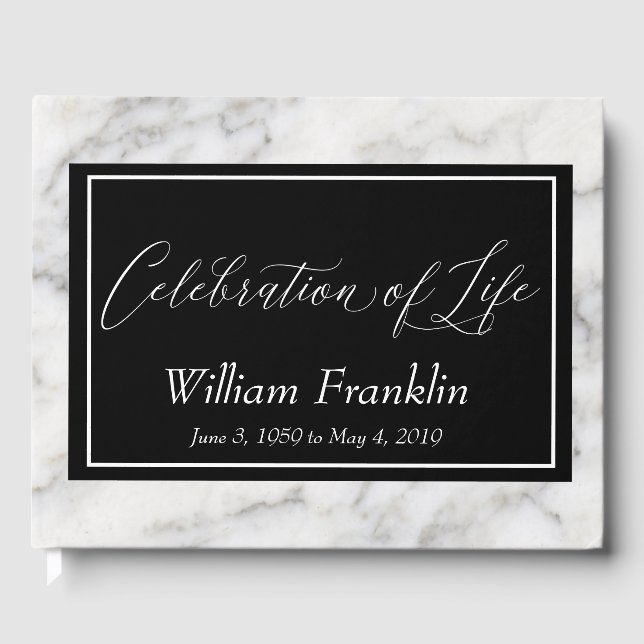 Celebration of Life Marble Stone Memorial Guest Book (Front)