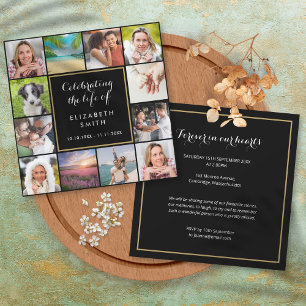 Celebration of Life Memorial 12 Photo Funeral Invitation
