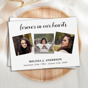 Celebration of Life Memorial 3 Photo Prayer Cards