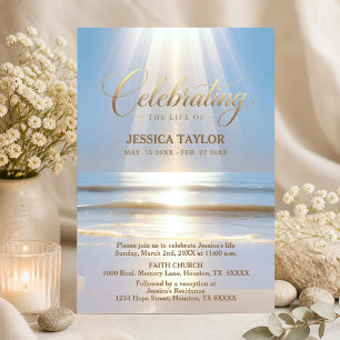 Celebration of Life Memorial Beach Ocean & Poem Invitation