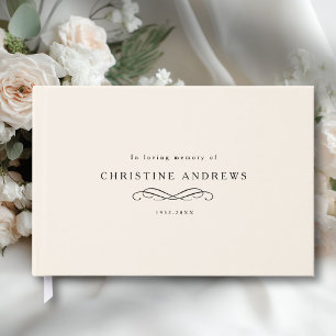 Celebration of Life Memorial–Elegant Minimal Beige Guest Book